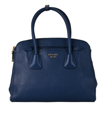Open Promenade Tote, £375, Handbags, Blue, Leather, Front view